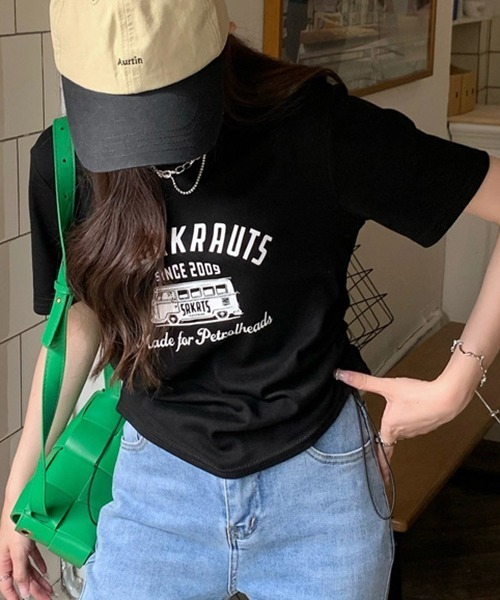 gossip!ロサンゼルス(ゴシップロサンゼルス)の「YUGA サイドストラップ プリントTシャツ(Tシャツ/カットソー・レディース・グリーン/ブラウン/ブラック・FREE)」の17枚目の写真