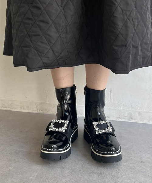 prose verse（プロズヴェール）の「パールビジュ厚底ショートブーツ（ブーツ・レディース・ブラック・MEDIUM/SMALL/LARGE）」の3枚目の写真