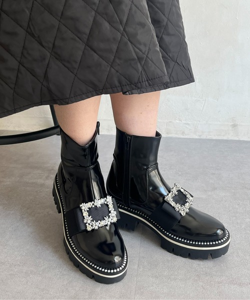 prose verse（プロズヴェール）の「パールビジュ厚底ショートブーツ（ブーツ・レディース・ブラック・MEDIUM/SMALL/LARGE）」の5枚目の写真