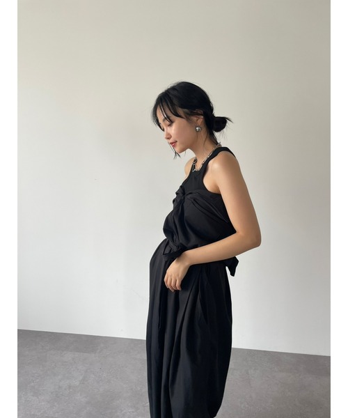 HANNE(アン)の「スタンドカラージャンプスーツ(サロペット/オーバーオール・レディース・ブラック/ベージュ・FREE)」の9枚目の写真