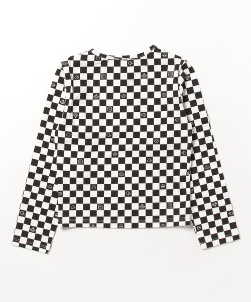 BENETTON (UNITED COLORS OF BENETTON)（ベネトンユナイテッドカラーズオブベネトン）の「キッズブロックチェックストレッチジャージー長袖Tシャツ・カットソーG（Tシャツ/カットソー・キッズ・ホワイト×ブラック・LARGE/MEDIUM/SMALL/XX-LARGE/X-LARGE）」の2枚目の写真