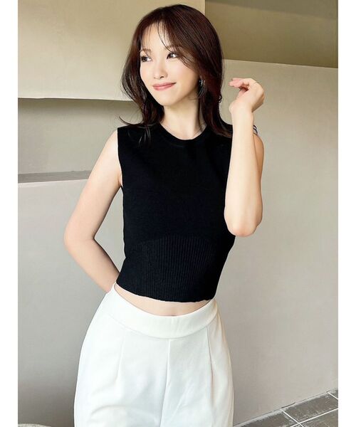 RESEXXY（リゼクシー）の「クロップドニットトップス（ニット/セーター・レディース・ブラウン/ブラック/アイボリー・FREE）」の5枚目の写真