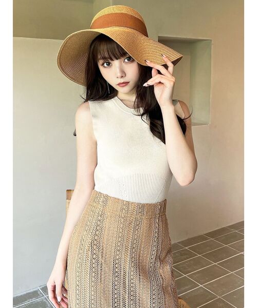 RESEXXY（リゼクシー）の「クロップドニットトップス（ニット/セーター・レディース・ブラウン/ブラック/アイボリー・FREE）」の9枚目の写真