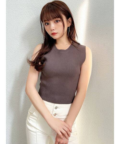 RESEXXY（リゼクシー）の「クロップドニットトップス（ニット/セーター・レディース・ブラウン/ブラック/アイボリー・FREE）」の15枚目の写真