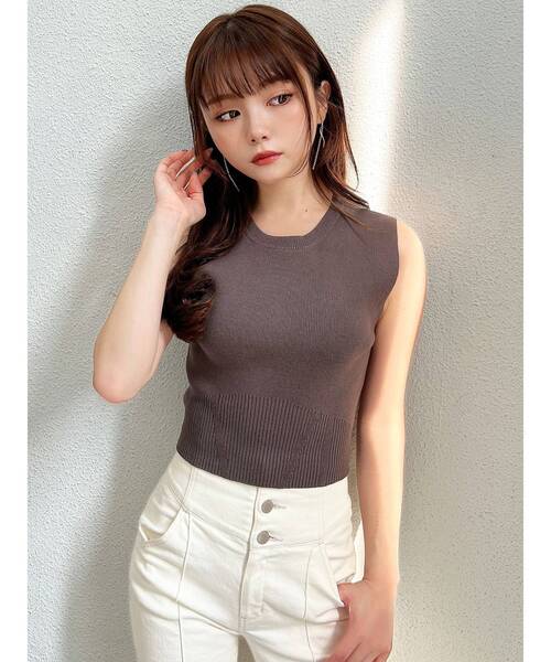 RESEXXY（リゼクシー）の「クロップドニットトップス（ニット/セーター・レディース・ブラウン/ブラック/アイボリー・FREE）」の16枚目の写真