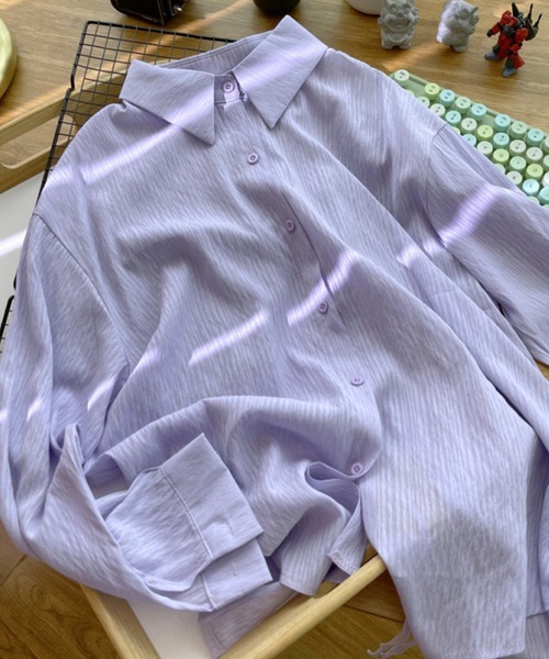 aimoha（アイモハ）の「シアー　バックスリットシャツ (SS)（シャツ/ブラウス・レディース・イエロー/ライトグレー/オフホワイト/ライトブルー/パープル/グリーン/ピンク/ベージュ/ライトパープル/ホワイト・FREE）」の7枚目の写真