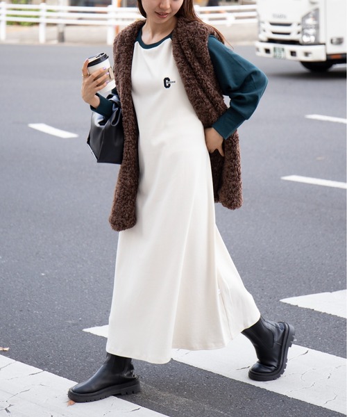 CONVERSE（コンバース）の「【CONVERSE】Aライン 長袖ラグランワンピース 袖ボリューム ロング丈ワンピース（ワンピース・レディース・ブラック/ブラック系その他2/グリーン系その他2・FREE）」の14枚目の写真