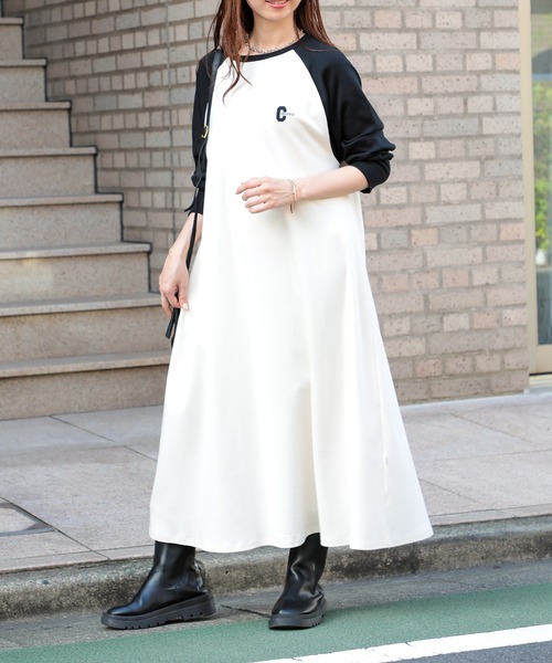 コンバース２５cm ワンピース CONVERSE（コンバース）の「【CONVERSE】Aライン 長袖ラグラン