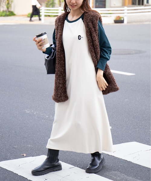 CONVERSE（コンバース）の「【CONVERSE】Aライン 長袖ラグランワンピース 袖ボリューム ロング丈ワンピース（ワンピース・レディース・ブラック/ブラック系その他2/グリーン系その他2・FREE）」の15枚目の写真