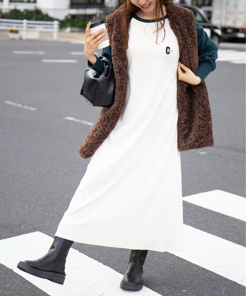 CONVERSE（コンバース）の「【CONVERSE】Aライン 長袖ラグランワンピース 袖ボリューム ロング丈ワンピース（ワンピース・レディース・ブラック/ブラック系その他2/グリーン系その他2・FREE）」の12枚目の写真