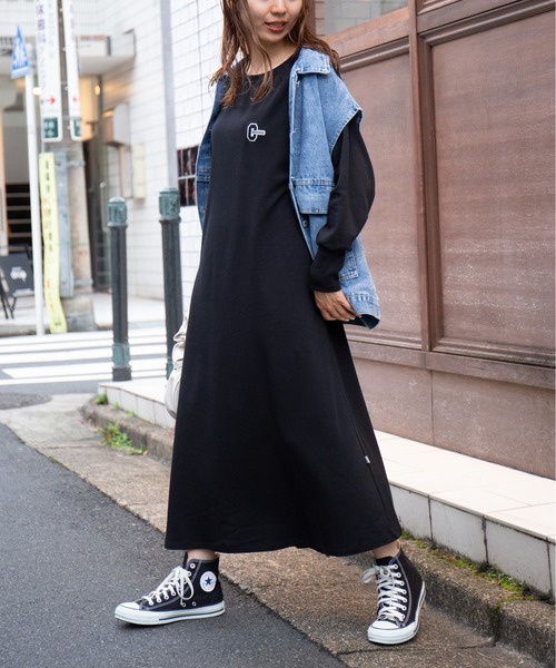 CONVERSE（コンバース）の「【CONVERSE】Aライン 長袖ラグランワンピース 袖ボリューム ロング丈ワンピース（ワンピース・レディース・ブラック/ブラック系その他2/グリーン系その他2・FREE）」の11枚目の写真