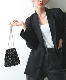 Kana | スパンコール ２way 巾着 内ポケット付き ハンドバッグ パーティーバック 結婚式 お呼ばれ オケージョン(ハンドバッグ)