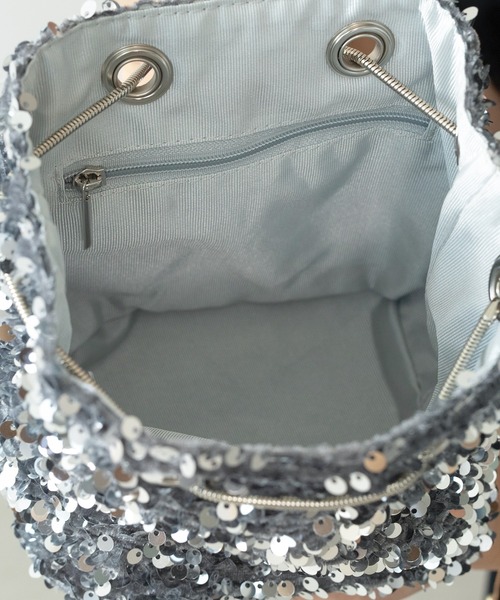 Kana(カナ)の「スパンコール 2way 巾着 内ポケット付き ハンドバッグ パーティーバック 結婚式 お呼ばれ オケージョン(ハンドバッグ・レディース・シルバー/ブラック×シルバー/ブラック・フリー)」の11枚目の写真