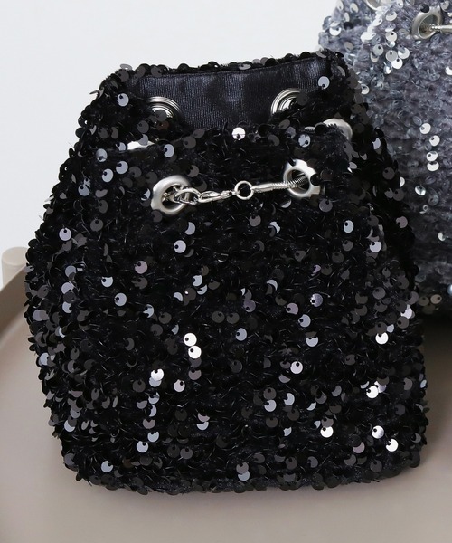 Kana(カナ)の「スパンコール 2way 巾着 内ポケット付き ハンドバッグ パーティーバック 結婚式 お呼ばれ オケージョン(ハンドバッグ・レディース・シルバー/ブラック×シルバー/ブラック・フリー)」の12枚目の写真