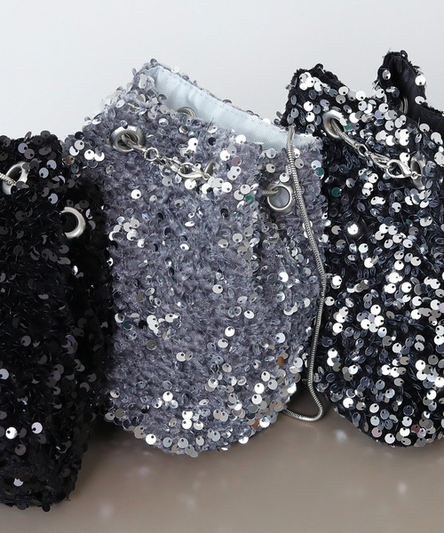 Kana(カナ)の「スパンコール 2way 巾着 内ポケット付き ハンドバッグ パーティーバック 結婚式 お呼ばれ オケージョン(ハンドバッグ・レディース・シルバー/ブラック×シルバー/ブラック・フリー)」の14枚目の写真