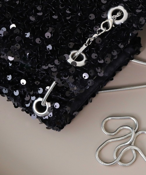 Kana(カナ)の「スパンコール 2way 巾着 内ポケット付き ハンドバッグ パーティーバック 結婚式 お呼ばれ オケージョン(ハンドバッグ・レディース・シルバー/ブラック×シルバー/ブラック・フリー)」の16枚目の写真