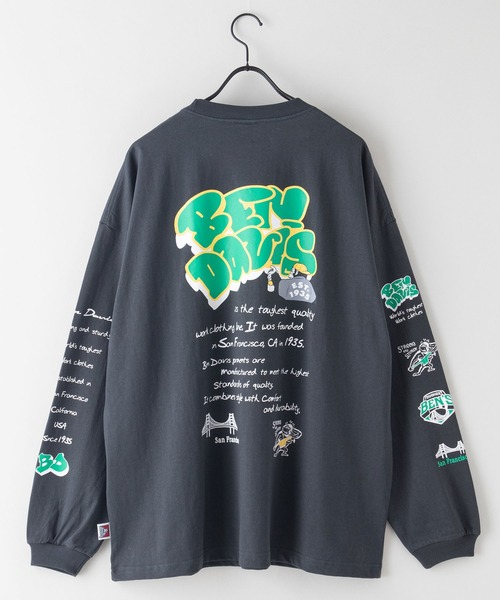 【BENDAVIS/ベンデイビス】袖プリントバックプリントBIGシルエットロンTストリートスケータースタイルユニセックス