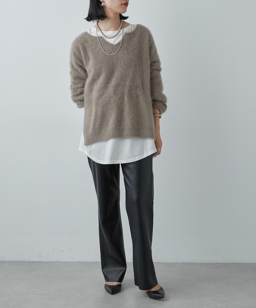 SHENERY（シーナリー）の「フェイクレザーストレートパンツ（その他パンツ・レディース・ブラック・36/38）」の9枚目の写真