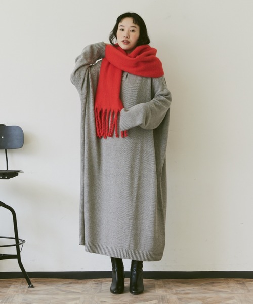 Libra Cue（リブラ キュー）の「ボリュームフリンジマフラー（マフラー・レディース・レッド/アイボリー/ブラック・FREE）」の18枚目の写真