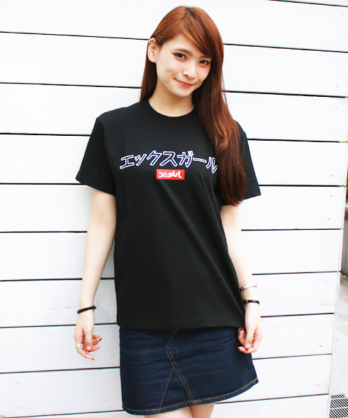X-girl（エックスガール）の「JAPANESE LOGO S/S BIG TEE（Tシャツ/カットソー・レディース・ホワイト/ブラック・ONE SIZE）」の2枚目の写真