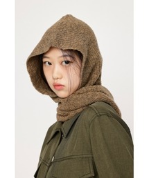 WOOL MIX KNIT HOODED MUFFLER ウール ミックス ニット フーデッド マフラー