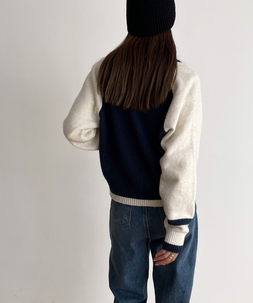 CANAL JEAN（キャナルジーン）の「El mar 配色ラグランニット