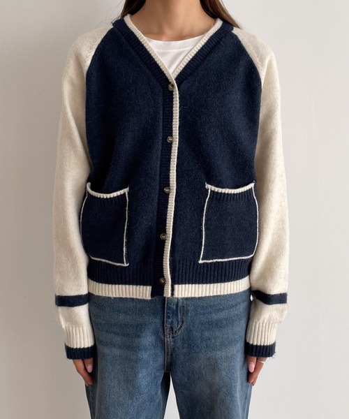 CANAL JEAN(キャナルジーン)の「El mar 配色ラグランニットカーディガン(カーディガン/ボレロ・レディース・ブラウン/ブルー・ONE SIZE)」の10枚目の写真