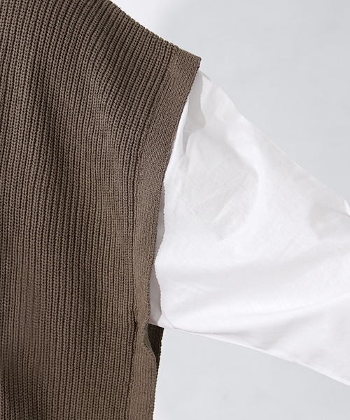 MinoriTY（マイノリティ）の「【MinoriTY】ドッキングオーバーサイズシャツレイヤードニット セーター メンズ 春服 冬服（ニット/セーター・メンズ・モカ/ブルーグレー/チャコールグレー・M/L）」の12枚目の写真