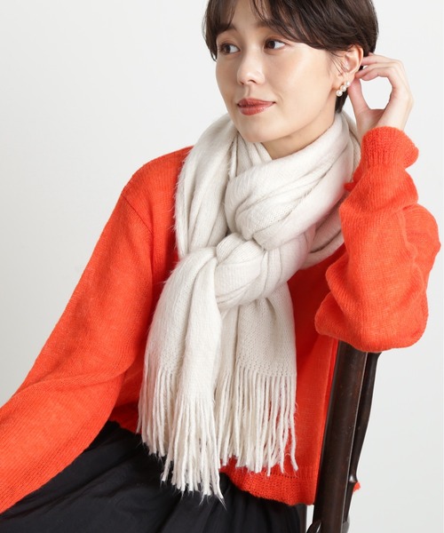 N.（N. Natural Beauty Basic）（エヌエヌナチュラルビューティーベーシック）の「◆シャギーラッセルストール（ストール/ショール・レディース・ブルーグレー/ブラック/オフホワイト・ﾌﾘ-）」の2枚目の写真