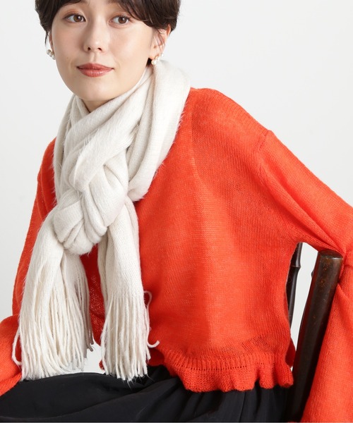 N.（N. Natural Beauty Basic）（エヌエヌナチュラルビューティーベーシック）の「◆シャギーラッセルストール（ストール/ショール・レディース・ブルーグレー/ブラック/オフホワイト・ﾌﾘ-）」の4枚目の写真