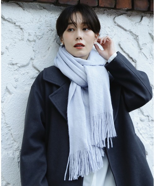 N.（N. Natural Beauty Basic）（エヌエヌナチュラルビューティーベーシック）の「◆シャギーラッセルストール（ストール/ショール・レディース・ブルーグレー/ブラック/オフホワイト・ﾌﾘ-）」の7枚目の写真