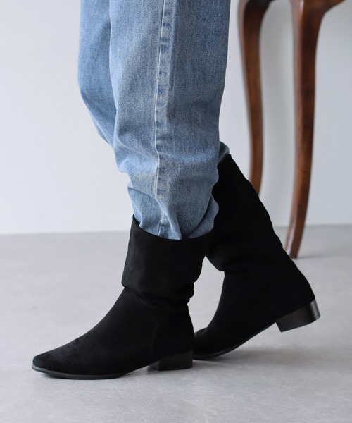 BLUEEAST(ブルーイースト)の「フェイクスエードロングブーツ(ブーツ・レディース・ブラック/ベージュ・MEDIUM/LARGE)」の14枚目の写真