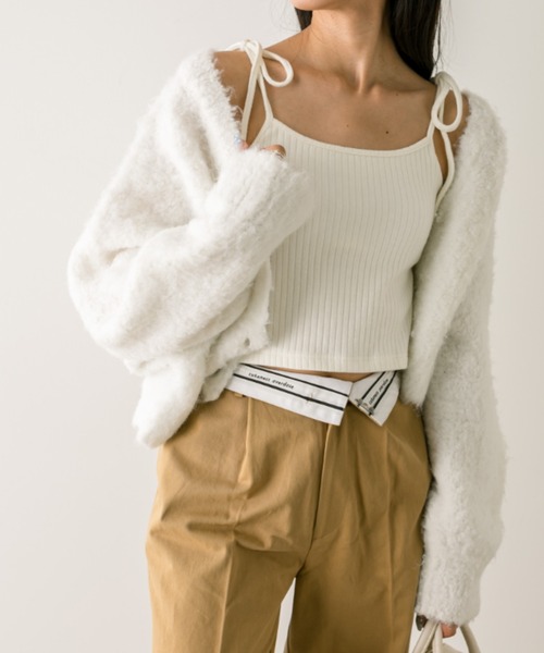 OLIVE des OLIVE（オリーブデオリーブ）の「ドルマンショートカーディガン　1032050200（カーディガン/ボレロ・レディース・オートミール/チャコールグレー/オフホワイト/ピンク/アイボリー・FREE）」の7枚目の写真