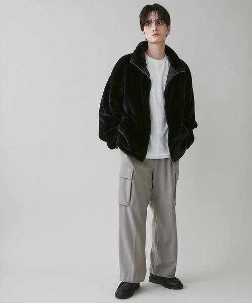 LUCY（ルーシー）の「LUCY/起毛TR ワイドカーゴスラックス（スラックス・メンズ・ブラック/杢グレー・MEDIUM/LARGE）」の4枚目の写真