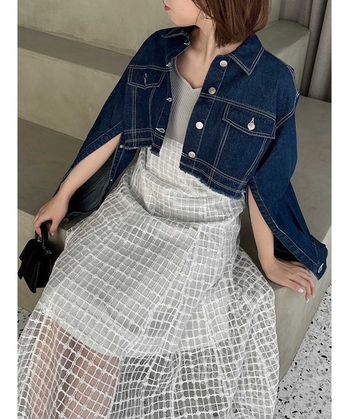 dazzlin(ダズリン)の「2WAYスリーブショートデニムジャケット(ブルゾン・レディース・ブルー/インディゴブルー/ベージュ・FREE)」の8枚目の写真