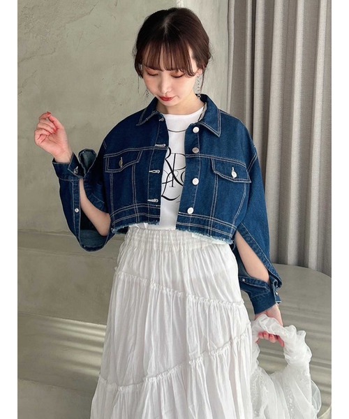 dazzlin(ダズリン)の「2WAYスリーブショートデニムジャケット(ブルゾン・レディース・ブルー/インディゴブルー/ベージュ・FREE)」の18枚目の写真
