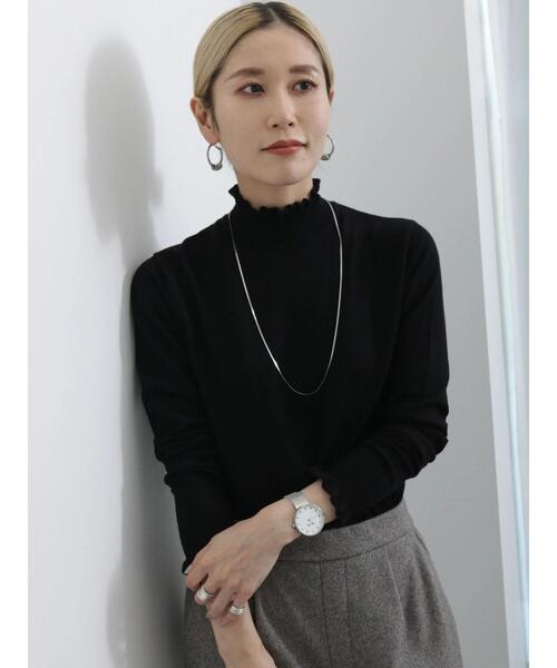 Samansa Mos2 blue（サマンサモスモスブルー）の「フリル衿ニットプルオーバー（ニット/セーター・レディース・ブラック/キナリ/ブルー・F）」の8枚目の写真