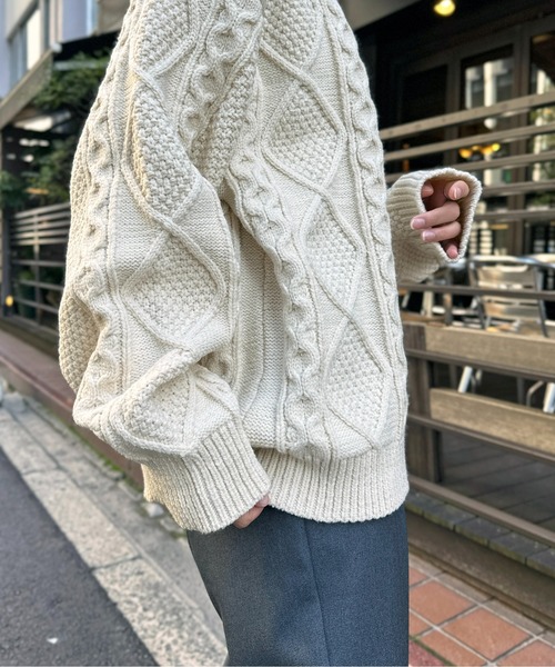 CPCM(シーピーシーエム)の「ケーブルニットプルオーバー(ニット/セーター・メンズ・ブラウン/ネイビー/オフホワイト・L/M)」の16枚目の写真