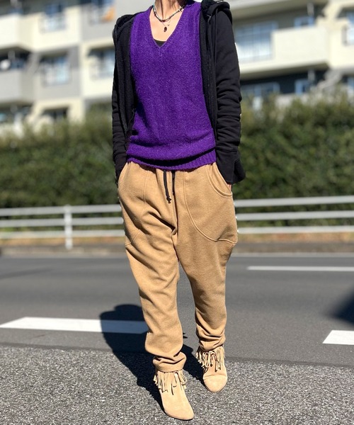 BEATJIVE(ビートジャイブ)の「ウール調 裏起毛 サルエルパンツ ツイード テーパード ジョガーパンツ イージーパンツ レディース(その他パンツ・レディース・ベージュ/ブラック/ライトベージュ/グレー・2/3)」の12枚目の写真