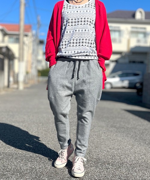BEATJIVE(ビートジャイブ)の「ウール調 裏起毛 サルエルパンツ ツイード テーパード ジョガーパンツ イージーパンツ レディース(その他パンツ・レディース・ベージュ/ブラック/ライトベージュ/グレー・2/3)」の6枚目の写真