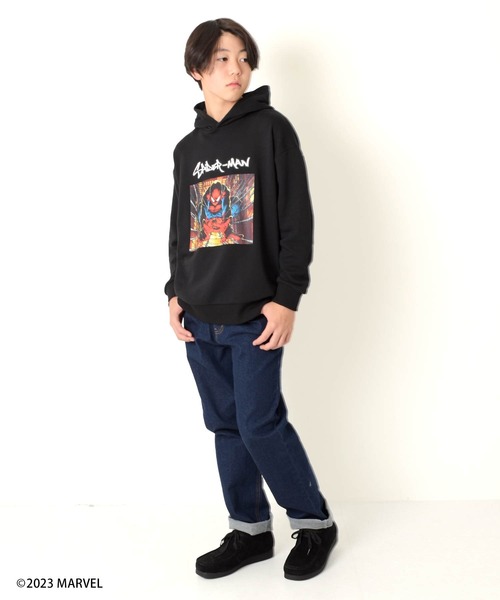 GLAZOS（グラソス）の「【MARVEL】スパイダーマン / 裏毛フロントプリントパーカー（その他トップス・キッズ・グレー/ブラック・150cm/140cm/170cm/160cm）」の5枚目の写真