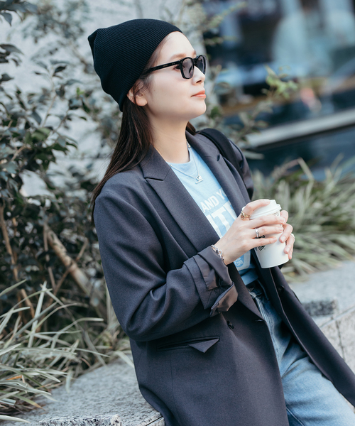 JOURNAL STANDARD(ジャーナルスタンダード)の「《一部店舗+WEB限定》Onda×JS オーガニックコットンニットキャップ(ニットキャップ/ビーニー・レディース・ブラック/チャコールグレー・FREE)」の6枚目の写真