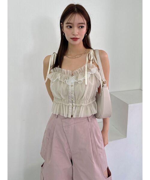 dazzlin（ダズリン）の「2wayチュールビスチェ（キャミソール・レディース・ピンク/ブラック/ベージュ/グレー・FREE）」の12枚目の写真