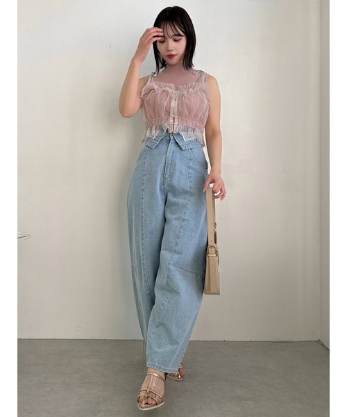 dazzlin（ダズリン）の「2wayチュールビスチェ（キャミソール・レディース・ピンク/ブラック/ベージュ/グレー・FREE）」の9枚目の写真