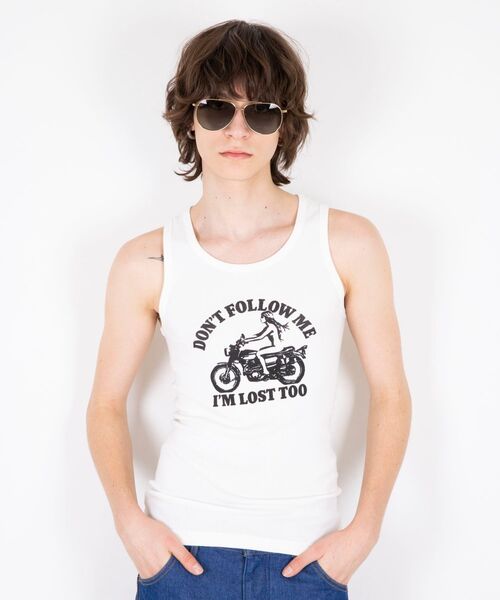 HYSTERIC GLAMOUR（ヒステリックグラマー）の「DON’T FOLLOW ME タンクトップ（タンクトップ・メンズ・ブラック/ホワイト・FREE）」の4枚目の写真