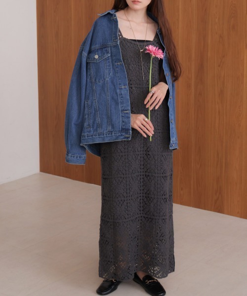 Bab(バブ)の「【お気に入り登録6.9万人!】【サイズ展開あり】クロシェロングワンピース(ワンピース・レディース・ホワイト系その他/A/ブラック/B/イエロー/モカ/ブルー/チャコールグレー・M/XS/S)」の16枚目の写真