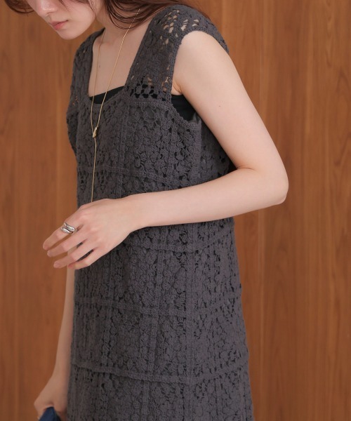 Bab(バブ)の「【お気に入り登録6.9万人!】【サイズ展開あり】クロシェロングワンピース(ワンピース・レディース・ホワイト系その他/A/ブラック/B/イエロー/モカ/ブルー/チャコールグレー・M/XS/S)」の17枚目の写真