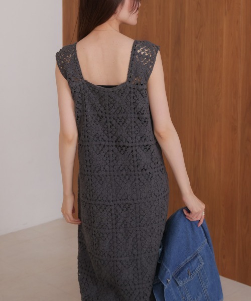 Bab(バブ)の「【お気に入り登録6.9万人!】【サイズ展開あり】クロシェロングワンピース(ワンピース・レディース・ホワイト系その他/A/ブラック/B/イエロー/モカ/ブルー/チャコールグレー・M/XS/S)」の18枚目の写真