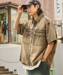 MONO-MART | 【retock's】ヴィンテージライクオーバーダイデニムオーバーサイズ半袖シャツ(シャツ/ブラウス)