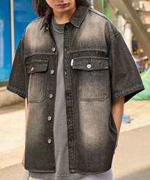 MONO-MART | 【retock's】ヴィンテージライクオーバーダイデニムオーバーサイズ半袖シャツ(シャツ/ブラウス)